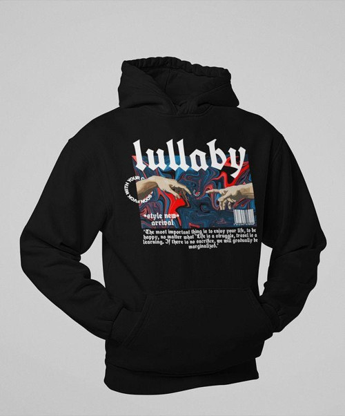 Lullaby Tasarım Baskılı Unisex Oversize Hoodie