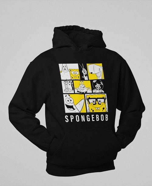 Çizgi Film Spongebob Baskılı Unisex Oversize Hoodie