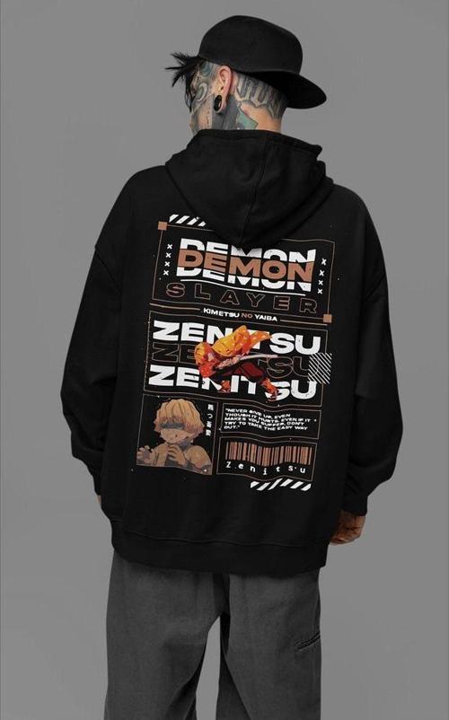 Demon Slayer Zenitsu Baskılı Unisex Oversize Anime Hoodie