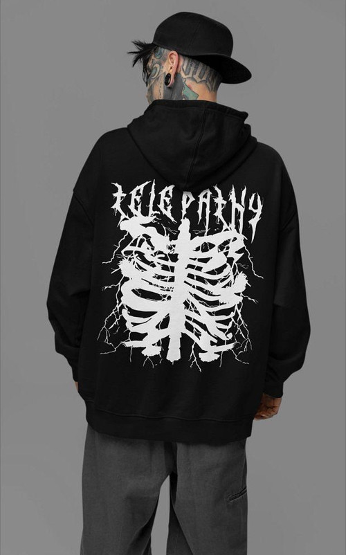 Telepathy Baskılı Unisex Oversize Tasarım Hoodie