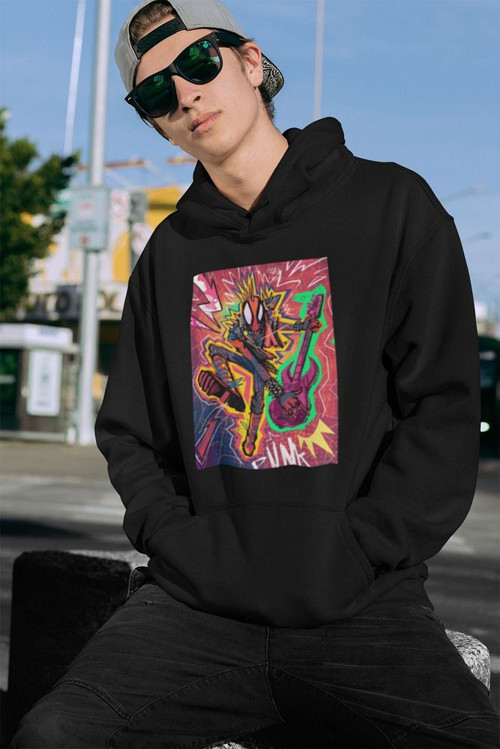 Unisex Spider Punk Baskılı Oversize Marvel Hoodie