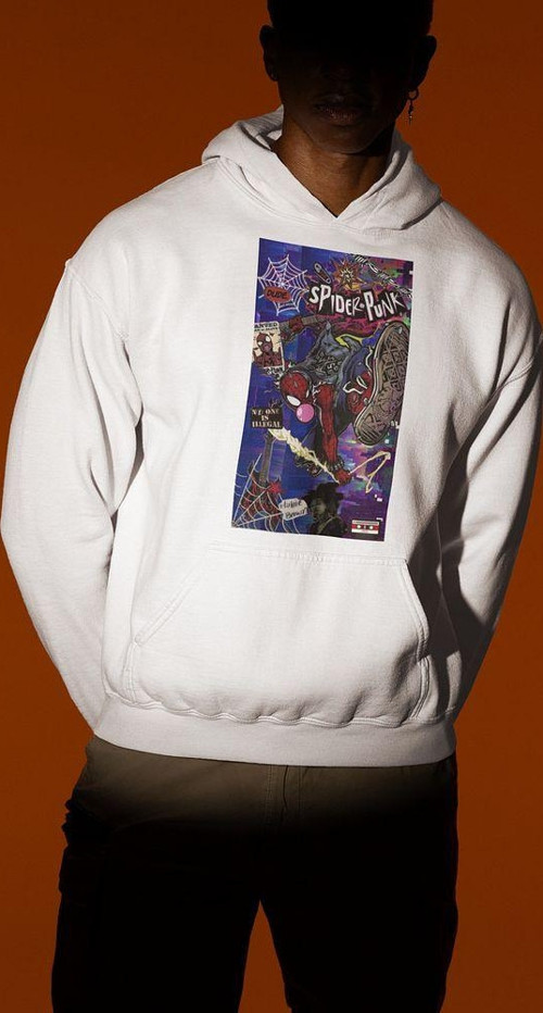 Spider-Punk Baskılı Unisex Oversize Örümcek Adam Hoodie