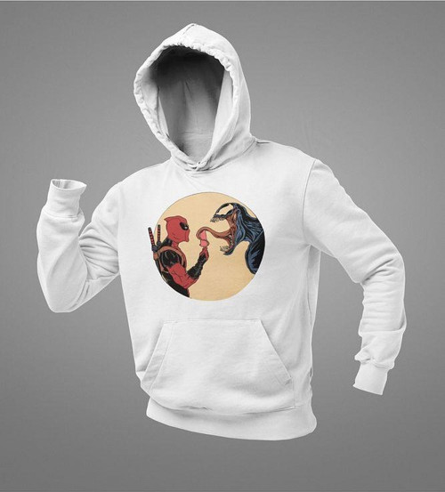 Deadpool x Venom Marvel Karakterler Baskılı Unisex Oversize Hoodie