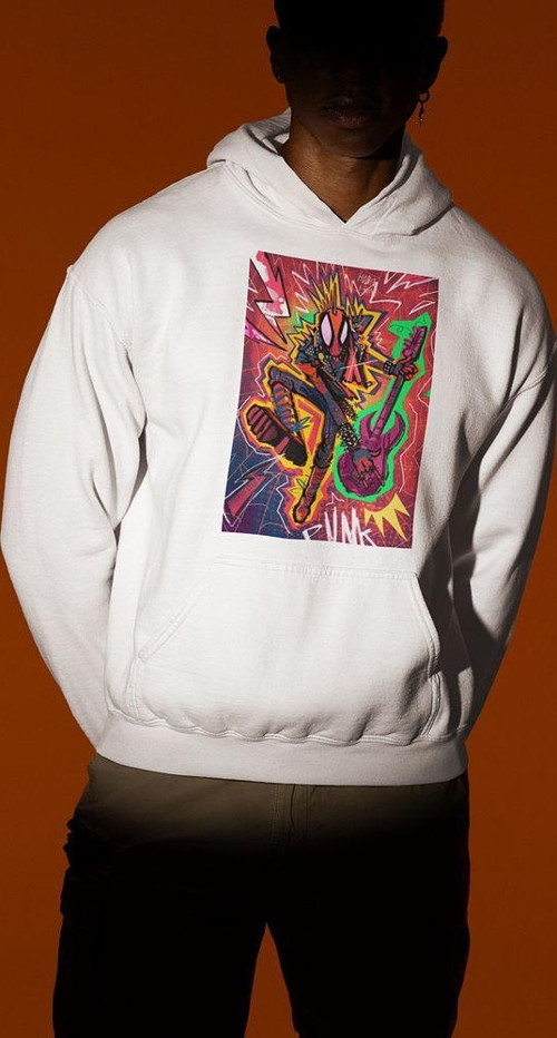 Unisex Spider Punk Baskılı Oversize Marvel Hoodie