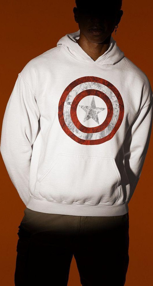 Kaptan Amerika Kalkan Baskılı Unisex Oversize Hoodie