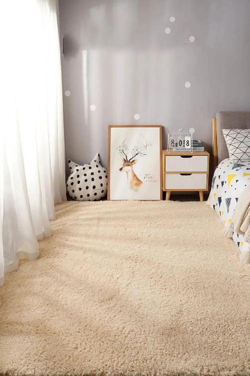 Bej Peluş Post Kaymaz Taban Mutfak Salon Yatak Çocuk Odası Koridor Halı
