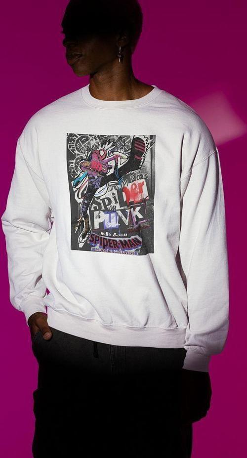 Spider Punk Baskılı Unisex Oversize Örümcek Adam Sweatshirt