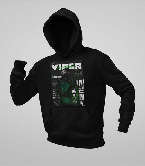 Controller Viiper Baskılı Unisex Hoodie, Oversize Vaalorant Sweatshirt