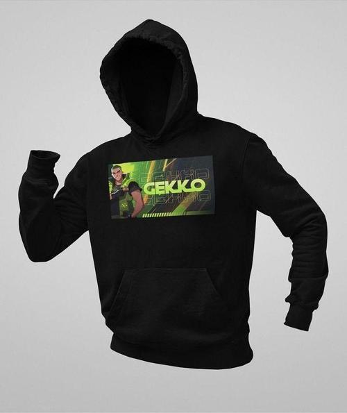 Gekko Baskılı Unisex Oversize Vallorant Hoodie