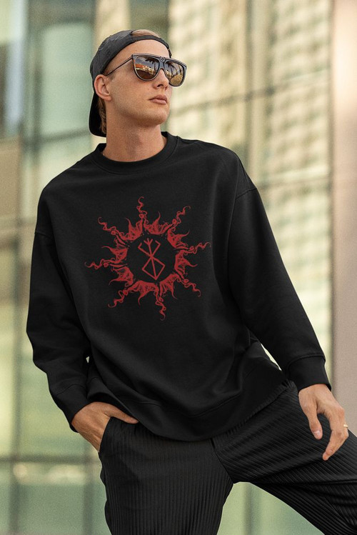 Tasarım Anime Berserk Baskılı Unisex Oversize Sweatshirt