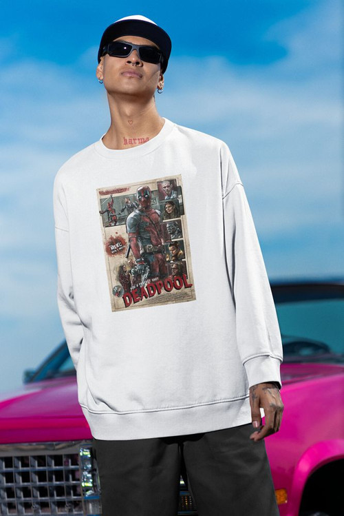 Vintage Deadpool Baskılı Unisex Oversize Sweatshirt