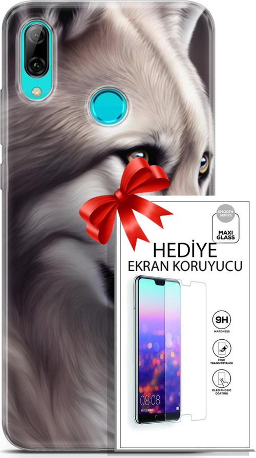 Huawei P Smart 2019 Kılıf Orijinal Seri Dogs 01 Yakışıklı Kurt Telefon Kılıfı + Ekran Koruyucu