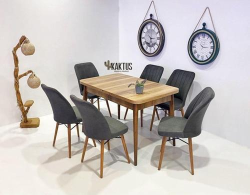 6 Kişilik Açılır Masa Sandalye Takımı Mutfak Masası Takımı Salon Masası Yemek Masası Masa Takımı 130x80 cm