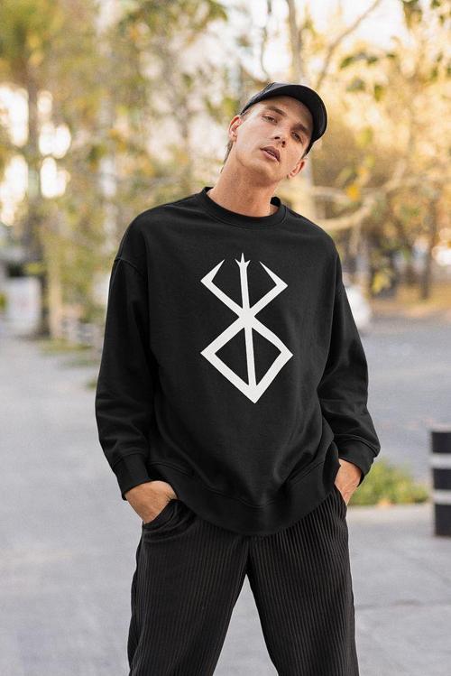 Berserk Anime Logo Baskılı Unisex Oversize Sweatshirt
