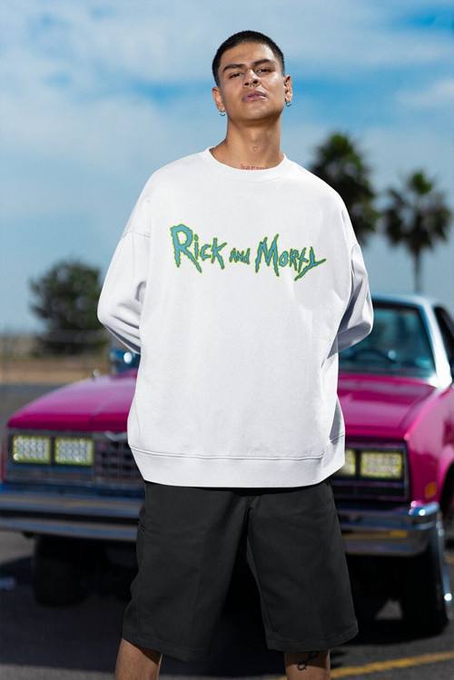 Rick And Morty Yazılı Unisex Oversize Çizgi Film Sweatshirt