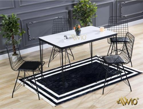 Ezgi 4 Kişilik Yemek Masası Takımı-Mutfak Masası Takımı-Beyaz 80x120 cm