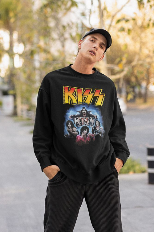 Kiss Rock Metal Müzik Grubu Baskılı Unisex Oversize Sweatshirt