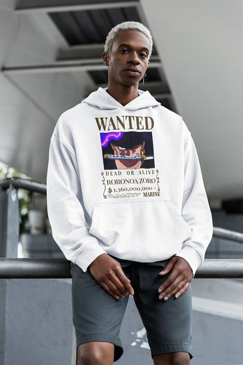 Wanted Roronoa Zoro Baskılı Unisex Oversize Anime Hoodie
