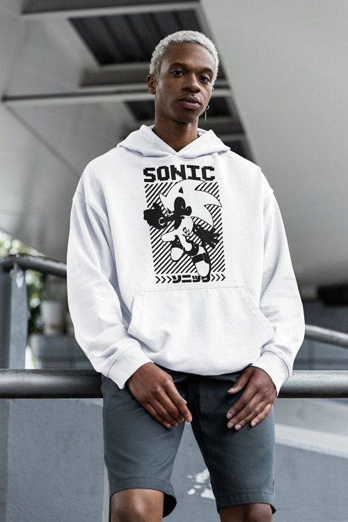 Sonic Baskılı Unisex Oversize Çizgi Film Hoodie