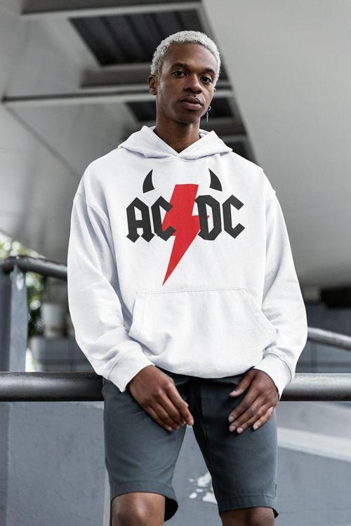 AC DC Yazılı Unisex Oversize Müzik Grubu Hoodie