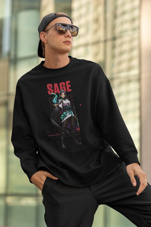 Sage Baskılı Unisex Oversize Vallorant Sweatshirt