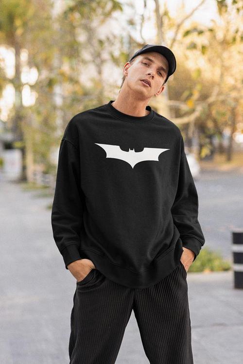 Batman Logo Baskılı Unisex Oversize Yarasa Sweatshirt