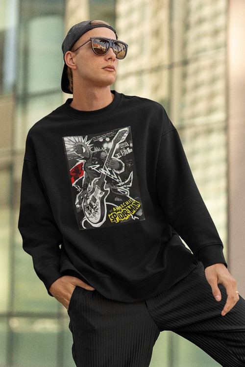 Anarchic Spider-Man Baskılı Unisex Oversize Spider-Punk Sweatshirt
