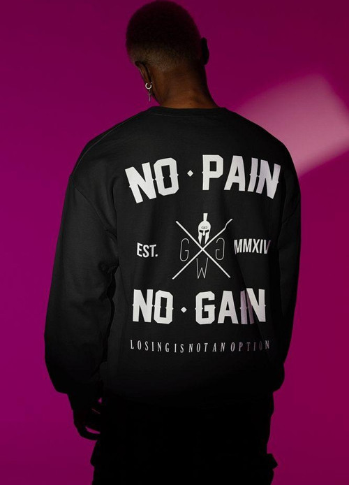 No Pain No Gain Yazılı Unisex Oversize Gym Sweatshirt