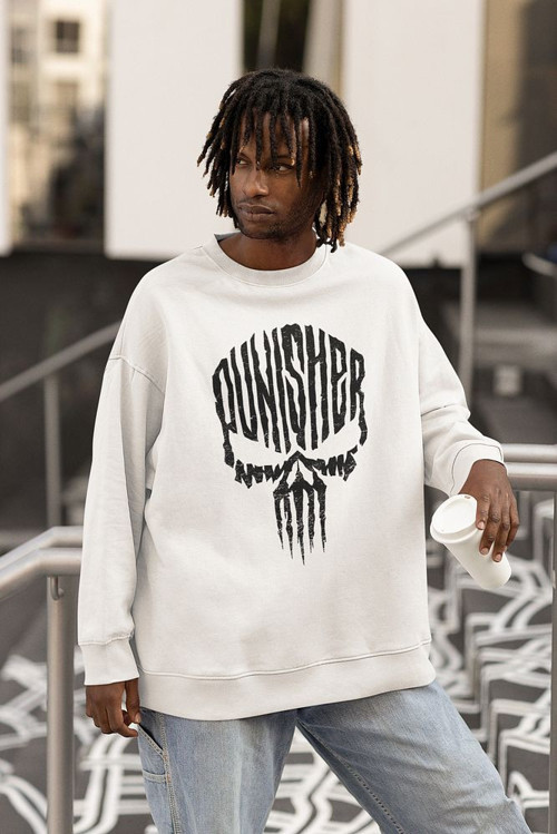 Tasarım Punisher Baskılı Unisex Oversize Karakter Sweatshirt