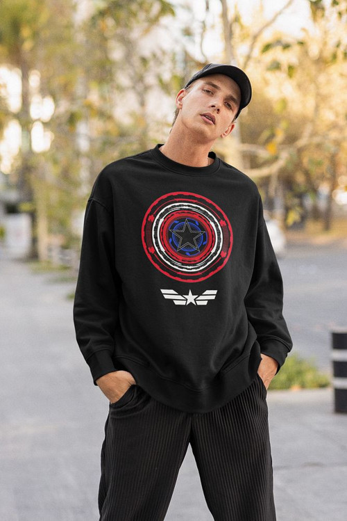 Avengers Kaptan Amerika Baskılı Unisex Oversize Kahraman Sweatshirt