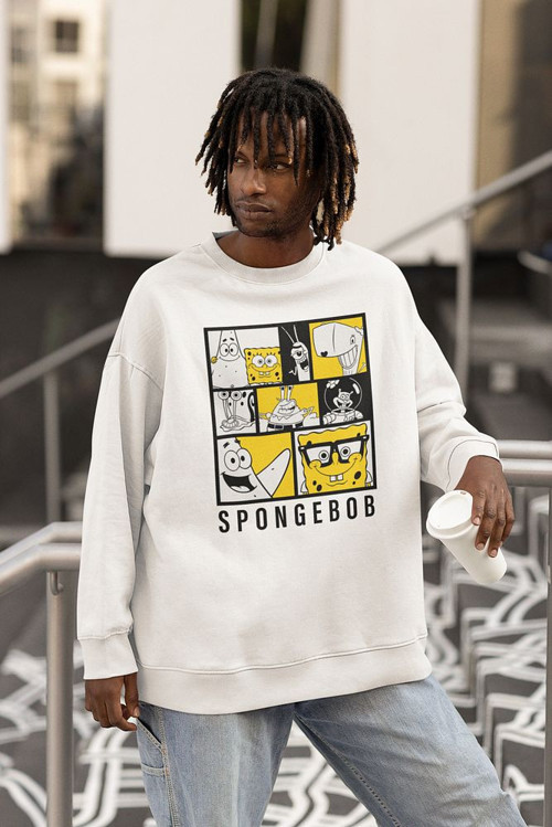 Spongebob Baskılı Unisex Oversize Çizgi Film Sweatshirt