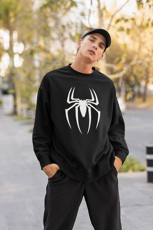 Spider-Man Logo Baskılı Unisex Oversize Örümcek Adam Sweatshirt