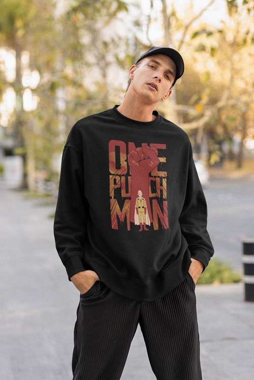 One Punch Man Baskılı Unisex Oversize Anime Sweatshirt