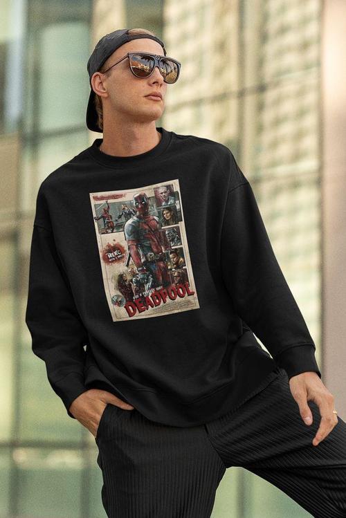 Vintage Deadpool Baskılı Unisex Oversize Sweatshirt