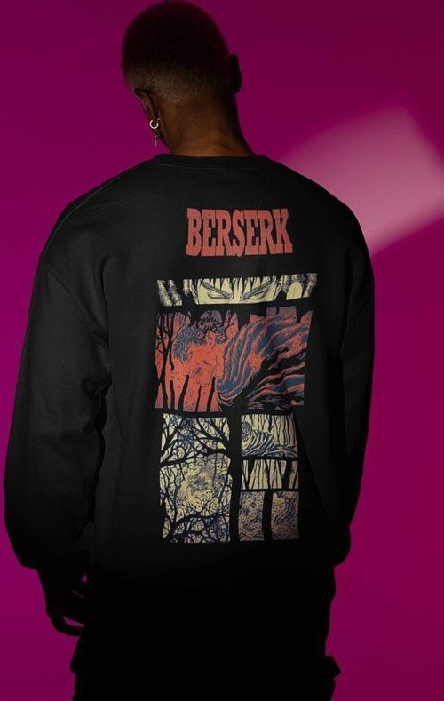 Berserk Anime Dizi Baskılı Unisex Oversize Sweatshirt