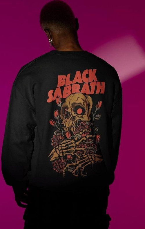 Müzik Grubu Baskılı Unisex Oversize Black Sabbath Sweatshirt