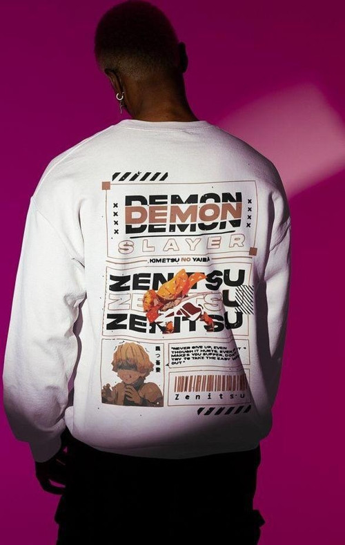 Demon Slayer Karakter Baskılı Unisex Oversize Anime Zenitsu Sweatshirt
