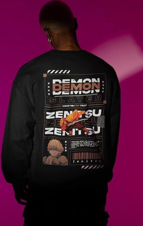 Demon Slayer Karakter Baskılı Unisex Oversize Anime Zenitsu Sweatshirt