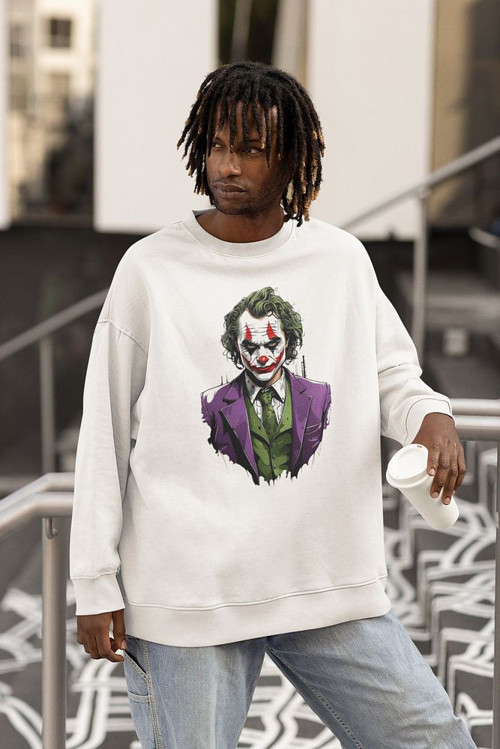 Tasarım Joker Baskılı Unisex Oversize Dc Karakter Sweatshirt