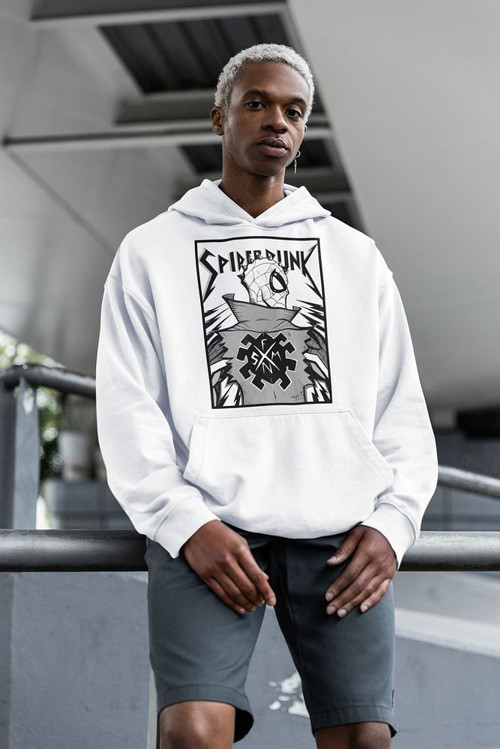 Spider-Punk Baskılı Unisex Oversize Örümcek Adam Hoodie