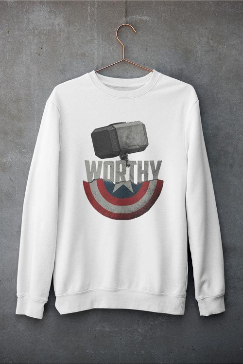 Worthy Thor x Kaptan Amerika Tasarım Baskılı Unisex Oversize Sweatshirt