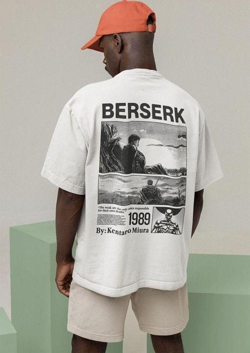 Berserk 1989 Baskılı Unisex Tişört, Oversize Anime Karakter Tişört
