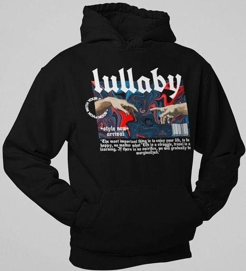 Lullaby Tasarım Baskılı Unisex Oversize Hoodie