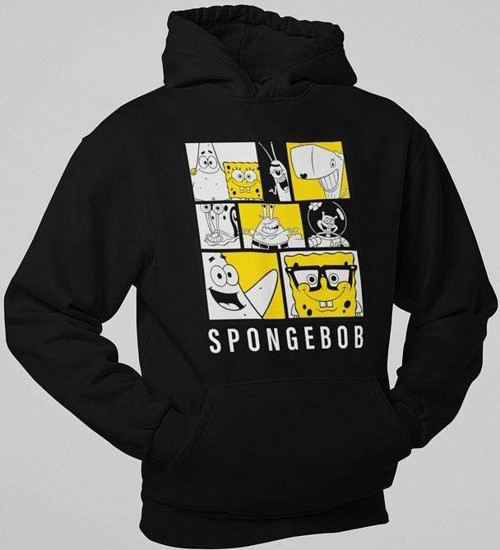 Çizgi Film Spongebob Baskılı Unisex Oversize Hoodie