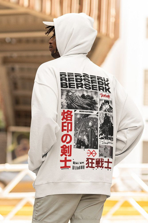 Berserk Baskılı Unisex Oversize Anime Hoodie