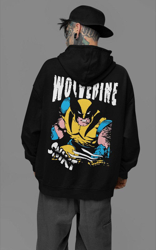 Wolverine Karakter Baskılı Unisex Oversize Hoodie