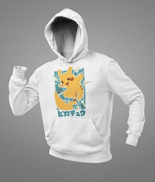 Çizgi Film Pokemon Pikaçu Baskılı Unisex Oversize Hoodie