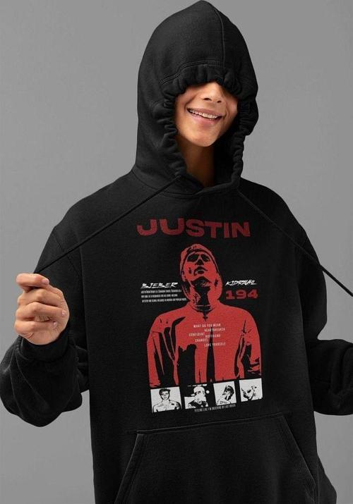 Justin Bieber Baskılı Unisex Oversize Şarkıcı Hoodie