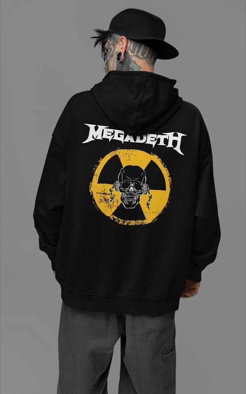 Megadeth Müzik Grubu Baskılı Unisex Oversize Rock Metal Hoodie