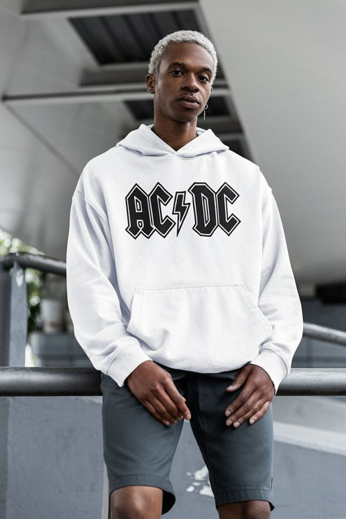 AC DC Yazılı Unisex Oversize Rock Metal Hoodie